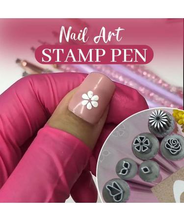 Nail Art Stamp Pen Set 6PCS Nail Art Pen Set Nail Art Flower Stamp Pen Nail Graffiti Nail Art Dotting Tools Stamp Nail Art Tool with 6 Different Patterns Easy to Use (1Set * 6Pcs) - Buy Online on GoSupps.com