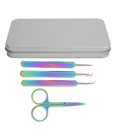 Stainless steel tweezers set professional stainless steel tweezers with scissors for men and women with leather travel case