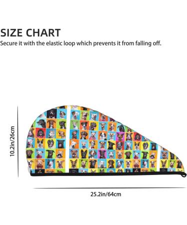 Hair Towel Wrap with Button | Cute Dogs Collage Hair Drying Turban for Quick Drying - Buy Online on GoSupps.com