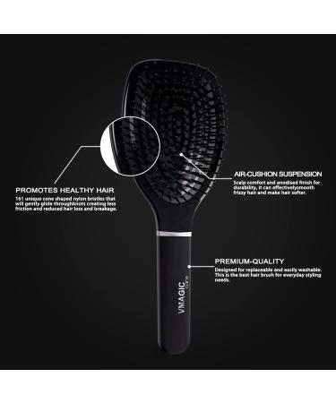 Paddle Hair Brush for Natural Curly & Straight Hair, Detangling Detangler for Adults & Kids - Black - Buy Online on GoSupps.com