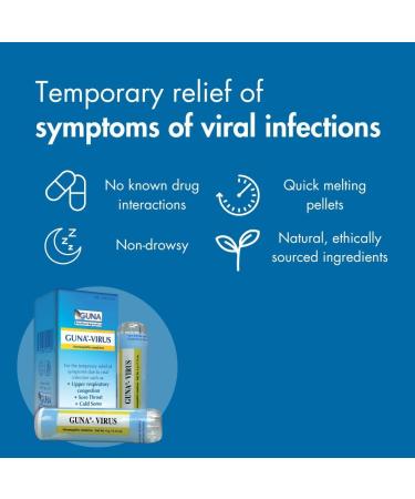 Guna Virus Pellets - Non-Drowsy Relief for Upper Respiratory Congestion Sore Throat & Cold Sores - 2 Tubes - Fast International Shipping - Buy Online on GoSupps.com