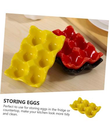Generic Serving Tray 1pc Egg Tray Eggs Egg Holder for Fridge Egg Dispenser 6- Cup Egg Organizer Container Ceramics - Buy Online on GoSupps.com