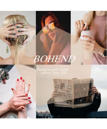 Bohend Short False Nails - Oval Chic Shiny Gradient Full Cover - 24pcs Nail Enhancements for Women & Girls - Buy Online on GoSupps.com