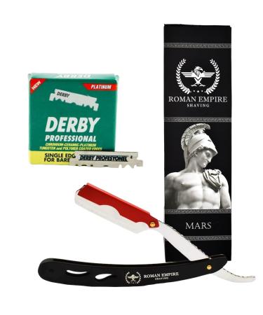 Roman Empire Shaving Mars Men's Professional Beard Mustache and Contour Razor with 100 Derby Blades