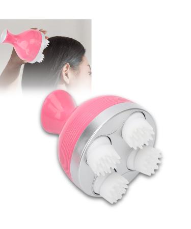 Electrical scalp massager with 4 modes and 4 replacement massage heads IPX7 Waterproof ergonomic silicone-stress reduction massager for muscles shoulder for pet cat pink pink