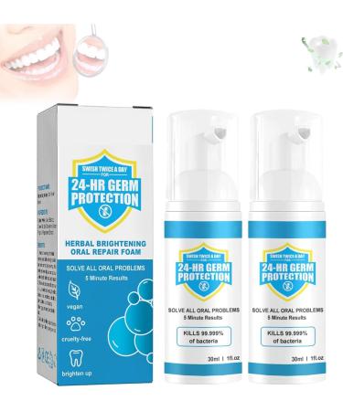 Jorondy tooth mouth water tartar removal tooth whitening mousse foam furzero herbal brightening oral repair foam mousse foam deep cleaning stain removal tooth white toothpaste (2PC)