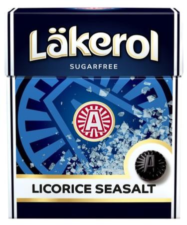 L kerol (Lakerol) Licorice Seasalt - Swedish Liquorice Sugar Free Stevia Pastilles Lozenges Drops Dragees Candies Sweets 48-Pack