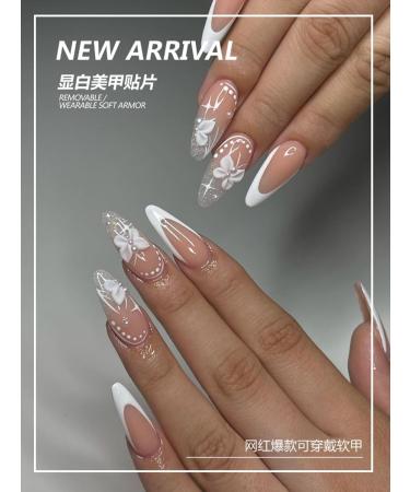 24Pcs/Set Press On Nails Long Fake Nails With White Butterfly Star Pattern False Nails Acrylic Fake Nails Full Cover Nails Tips Artificial Finger Manicure Press on nails for Women and Girls - Buy Online on GoSupps.com