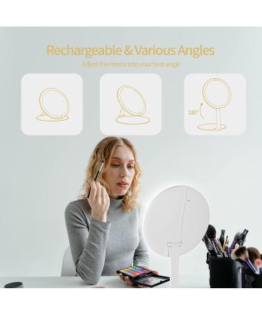 SHEGINEL Travel Makeup Mirror with LED Light, Rechargeable, 4 Brightness Levels, 180 Rotation - 7.5 inches - Buy Online on GoSupps.com