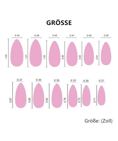 Vivid Stella Shiny Almond French Press-On Nails - 24 Full Cover Abstract Nude Oval Acrylic Sets - Buy Online on GoSupps.com
