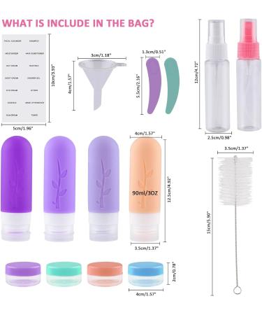 Vexillic 16-Piece Silicone Travel Bottles Set - 90ml BPA-Free Shampoo & Gel Containers - Perfect for Travel - Buy Online on GoSupps.com
