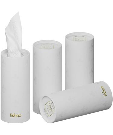 TiShoo Extra Soft 4-Latz handkerchiefs with moisturizer |For cup holders in the car at home and travel |16 tubes in plastic -free packaging |White/Pure White/Pure 16 pieces (1 Pack)