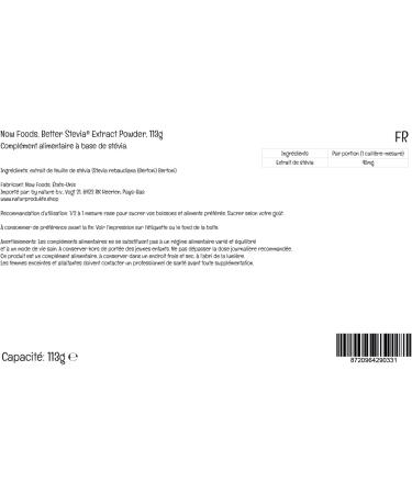 Now Foods BetterStevia Stevia Leaf Extract Sugar Substitute 113g vegan Powder Lab-Tested Vegetarian Soya free Gluten free Vegetarian Non GMO - Buy Online on GoSupps.com
