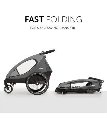 Hauck 2in1 Dryk Duo Bike Trailer for Kids | Double Bicycle Trailer & Pushchair | XL Storage | Grey - Buy Online on GoSupps.com