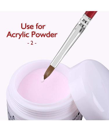 Accmor Size 2 Kolinsky Acrylic Nail Brush - Professional 3D Nail Art Brush for Acrylic Powder - Salon Quality - Red - Buy Online on GoSupps.com