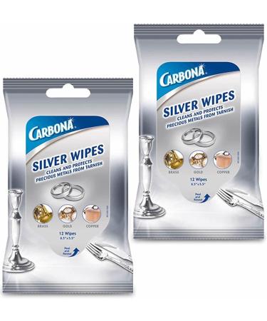 Carbona Silver Wipes | Metal Cleaner & Polish | 12 Wipes 2 Pack - Buy Online on GoSupps.com