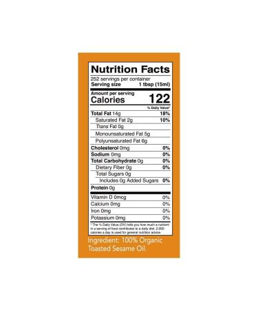 Kevala Organic Toasted Sesame Oil 1 Gallon - 128 Fl Oz | Pure & Unrefined - Buy Online on GoSupps.com