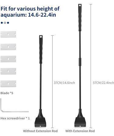 Faveetie Aquarium Algae Scraper with 5 Replaceable Blades and Extension Rod - Premium Cleaning Tool for Glass Aquariums - Ideal for Fish, Reef and Plant Maintenance - Buy Online on GoSupps.com