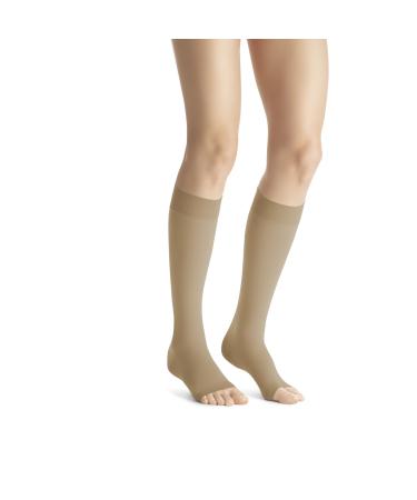JOBST Opaque Knee High 20-30 mmHg Compression Stockings Open Toe Medium Natural Natural Medium