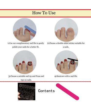 Sethexy 24 PCs 3D Bling Red False Toes & Wedding Nail Art - Short Full Cover Fake Nails for Women & Girls - Buy Online on GoSupps.com