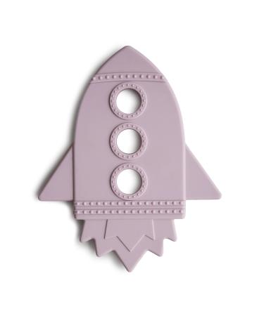 Mushie bite ring for babies made of bpa-free silicone |Promotes visual sense & motor skills baby |Teen Nursing Accessories |Safe & high quality for toddlers children boys & girls |Rocket design (soft lilac)