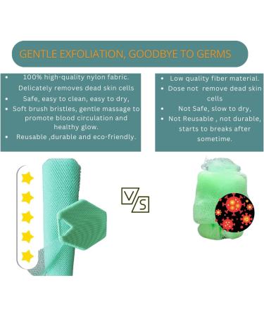2 Piece African Exfoliating Bath Sponge Set - Long Shower Scrubber & Brush - Green - Buy Online on GoSupps.com