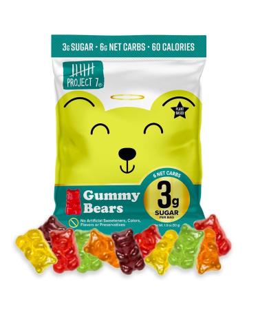 Project 7 Low Sugar Gummy Bears  Keto Candy & Vegan Candy with 3g Sugar & 6g Net Carbs  Low Calorie Snacks for Kids and Adults  Vegan Gummy Candy with no Sugar Alcohols, (8 Pack)