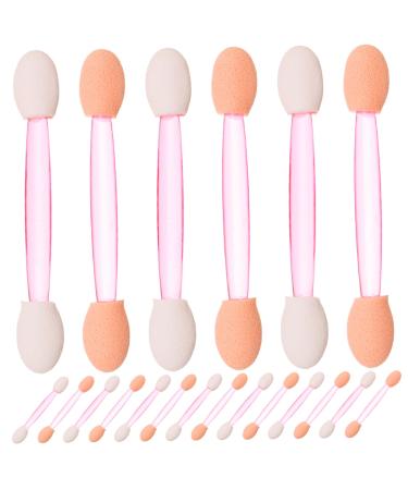 NOLITOY 100pcs Eye Shadow Stick Silicone Basting Brush Dual-ended Girl Pink Rubber Cotton Woman Lip Brush 7.5x0.5cm Pink