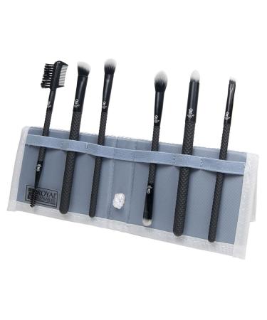 MODA Royal & Langnickel Pro Travel Size Beautiful Eyes 7pc Makeup Brush Set with Pouch Includes - Angle Shader Crease Smudger Eye Shader Smoky Eye Brow Liner and Lash Comb Brushes Black