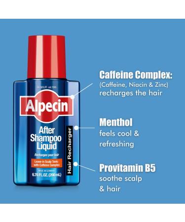 Alpecin After Shampoo Caffeine Liquid 3-Pack for Men's Thinning Hair Growth - Sulfate-Free with Castor Oil 6.76 Fl Oz (Pack of 3) - Buy Online on GoSupps.com