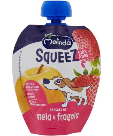 Italian Gourmet E.R. Melinda Mela Fragola Squeez 6-pack of 100% apple and strawberry fruit purees (90g each) + 400g box - Buy Online on GoSupps.com