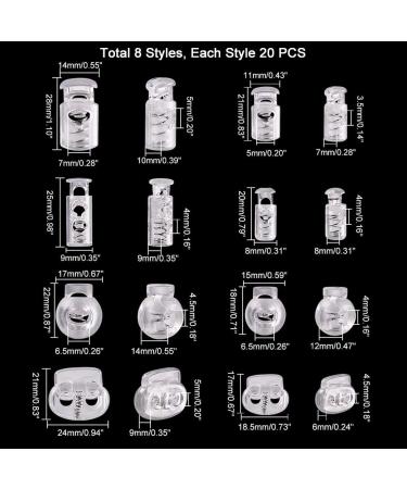 PandaHall 160pcs Clear Spring Fastener 8 Styles Plastic Spring Cord Locks Toggle Stopper Slider Buttons for Drawstring Shoelaces Clothing Backpack Bags Fastening - Buy Online on GoSupps.com