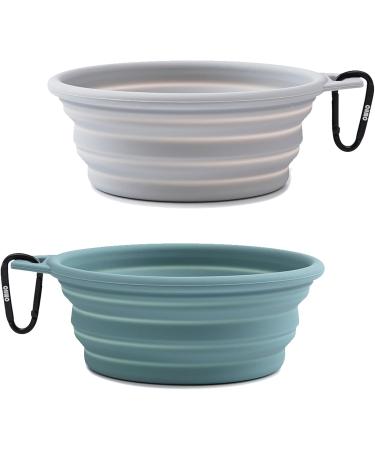 Buy Ohmo Foldable Dog Bowl - 2 Pack 400ml Premium Silicone Pet Water Bowl for Cats & Dogs - Portable & Lightweight for Outdoor Camping - Light Blue & Ash - Buy Online on GoSupps.com