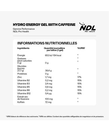  NDL Pro-Health NDL Pro-Health Hydro Energy Gel - Sports energy gel with carbohydrates and minerals low in sugar immediate energy boost easy opening caffeine mango-peach flavor pack of 12 - Buy Online on GoSupps.com