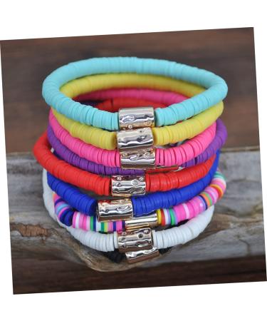 VALICLUD 3pcs Clay Bracelet Beaded Bracelet Bead Bracelet Rainbow Stretch Bracelet Wrist Ornament Polymer Bangles Elastic Polymer Handmade Pottery Miss Polymer Clay Popularity Bracelets 18X0.6cm Red - Buy Online on GoSupps.com