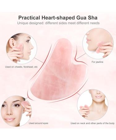 Gua Sha Rose Quartz Stone Set | Jade Facial Roller & Anti-Aging Massage Tools | Perfect Gift for Face & Neck Care - Buy Online on GoSupps.com