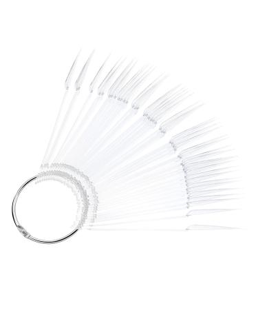 Beaupretty Stiletto Nail Sticks Fan-shaped Nail Display Nail Practice Tips Nail Colour Tips Display with Metal Ring 100pcs(Transparent) 100 Count (Pack of 1) transparent