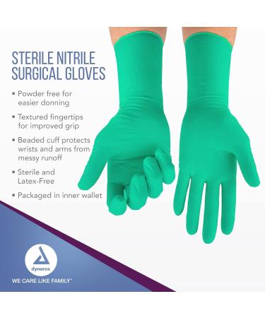 Dynarex Sterile Nitrile Surgical Gloves 6 Mil Size 8 - Case of 200 Pairs | Powder-Free, Puncture-Resistant - Buy Online on GoSupps.com