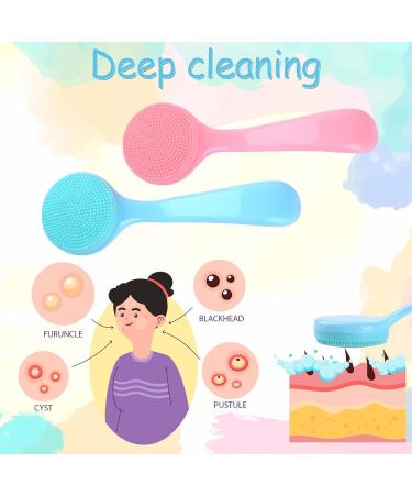 Comnico 2-Pack Manual Facial Cleaning Brush - Soft Silicone Skin Washer & Peeling Pads for Deep Cleansing Makeup Residues (Blue & Pink) - International Shipping Available - Buy Online on GoSupps.com
