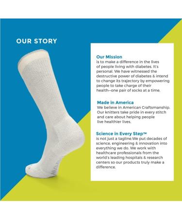 Circufiber Diabetic Socks - Improves Circulation, Reduces Swelling & Pain - Comfortable Loose Fit Crew - 3 Pairs (Mineral White, Medium) - Buy Online on GoSupps.com