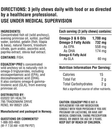 Equazen Pro SFI Health Fish Oil Jelly Chews - Omega 3 & Omega 6 for Kids & Teens - EPA GLA & DHA for Kids Mood Memory & Focus Support - Optimized for Bioavailability & Absorption (45 Jelly Chews) - Buy Online on GoSupps.com