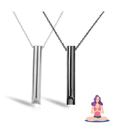 anxiety relief breathing necklace anapana breathing necklace stop smoking calms for anxiety Durable Stainless steel necklace Meditation Breathing Practice for relaxation gifts for women (01#)