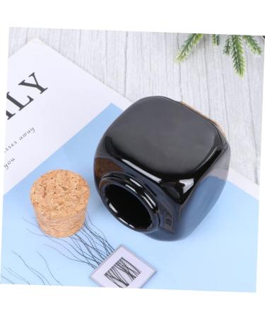 Housoutil Medicine Cups Ceramic Mug Porcelain Dappen Dish Cerace Liquid Powder Container Manicure Liquid Bottle Wooden Cork Bottle Manicure Accessories Cup Bottle Ceramics Bamboo 7.50X5.50X5.50CM Black - Buy Online on GoSupps.com