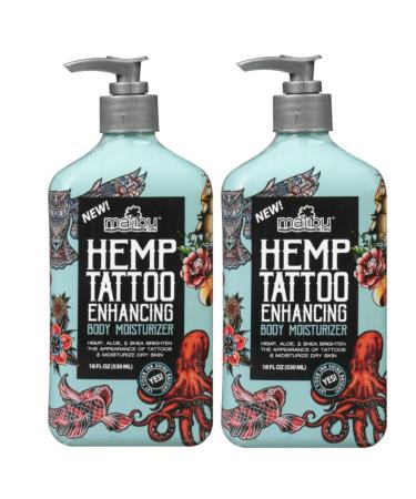 MalibuHemp Tan Body Moisturizing Lotion for Tattoo Enhancement 2 Pack 18 Fluid Ounces