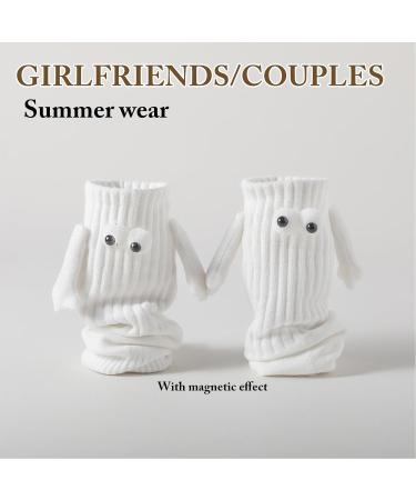 Mixdameny Funny Magnetic Suction 3D Doll Couple Socks - Couple Holding Hands - 4 Pairs White & Black - Buy Online on GoSupps.com