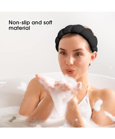 Sponge Spa Headband for Women - Soft Terry Towel Cloth Fabric Head Band with 2 Wrist Washbands - Black - Buy Online on GoSupps.com