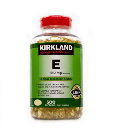 Kirkland Signature Vitamin E 400 I.U. 500 Softgels - Bottle
