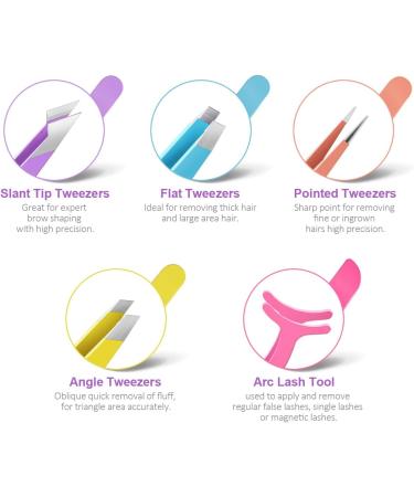 7pcs Eyebrow Tweezers Set for Women with Eyelash Applicator Tool and Scissors in PU Case - Buy Online on GoSupps.com