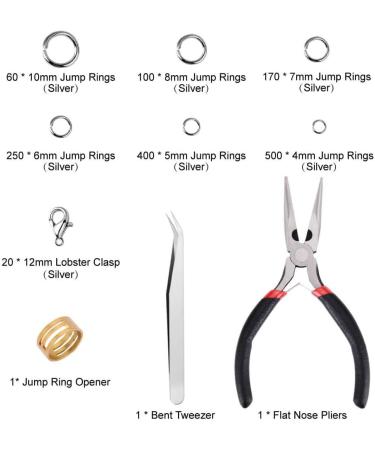 Paxcoo 1500Pcs Silver Jump Rings with Lobster Clasps, Jewelry Pliers - Jewelry Making Supplies & Necklace Repair Kit - Buy Online on GoSupps.com