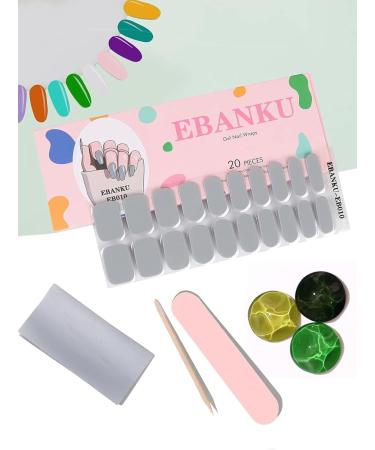 Ebanku 20PCs Gray UV Gel Nail Film - Self-Adhesive Nail Foil Wraps & Stickers for Women & Girls - Includes Nail File & Stick for Easy Nail Decoration - Buy Online on GoSupps.com